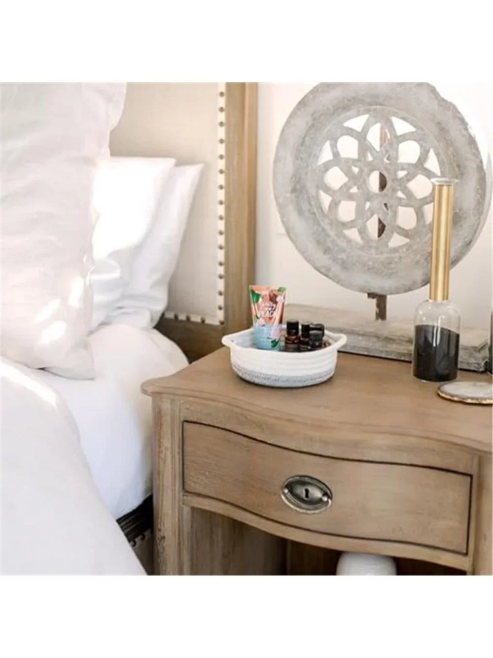 New NaturalCozy 5-Piece Round Woven Cotton Rope Storage Baskets for Organizing,